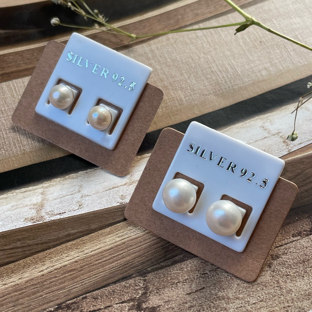 Earrings, 925 Sterling Silver Pearl Earring (set of 2)